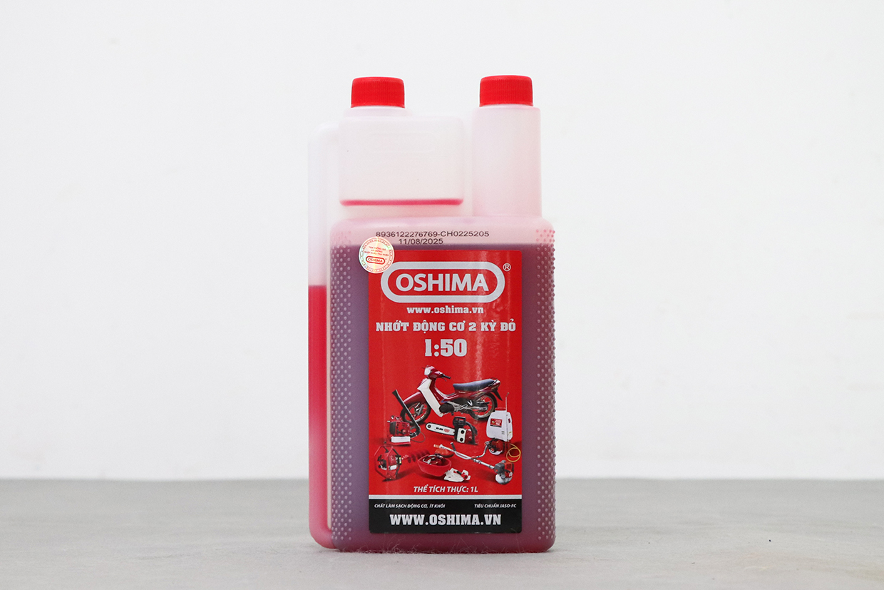 Nhớt Oshima 2T, 1L Đỏ 2 thì