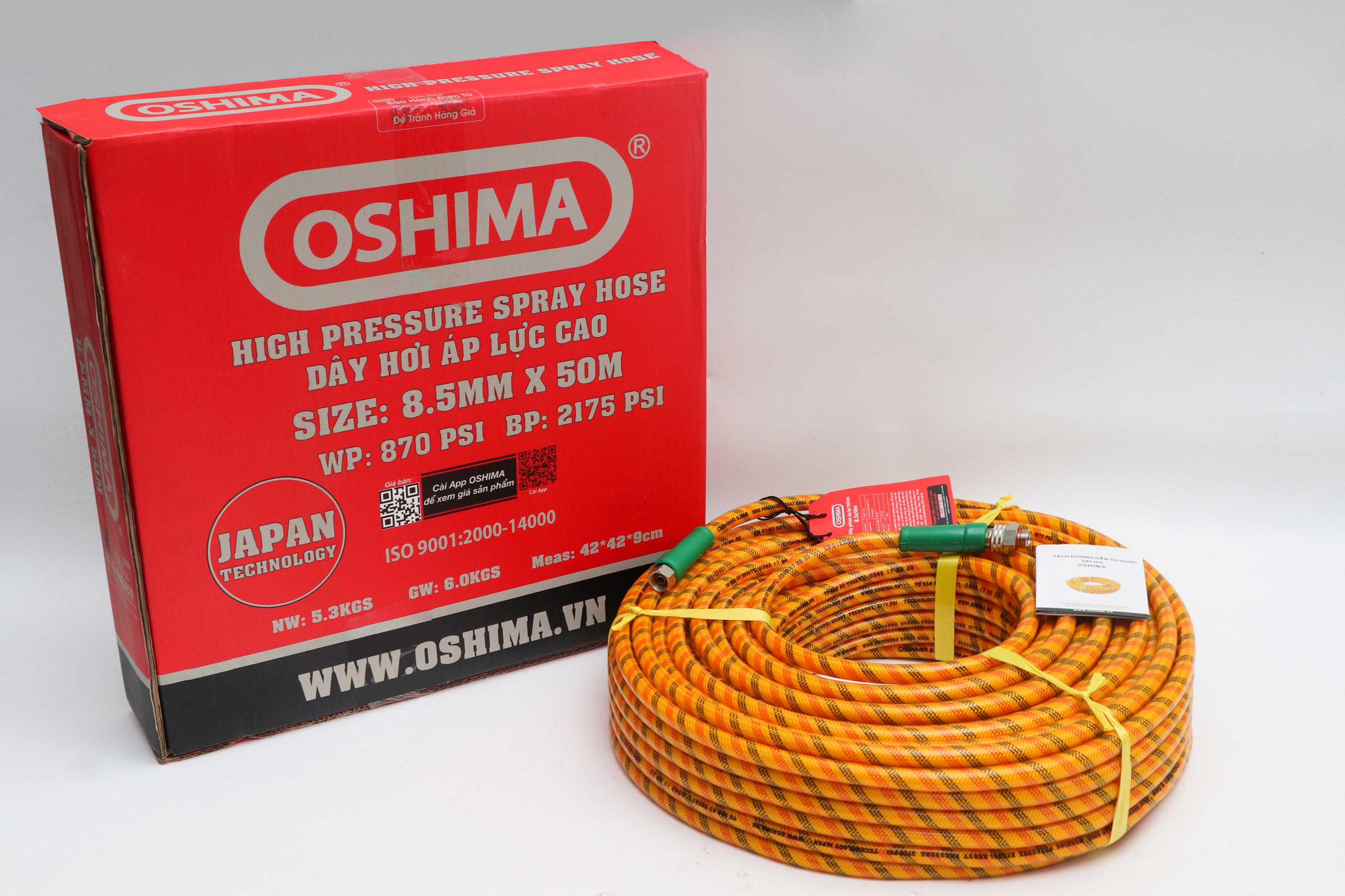 Dây hơi Oshima 8.5mm x 50m Vàng