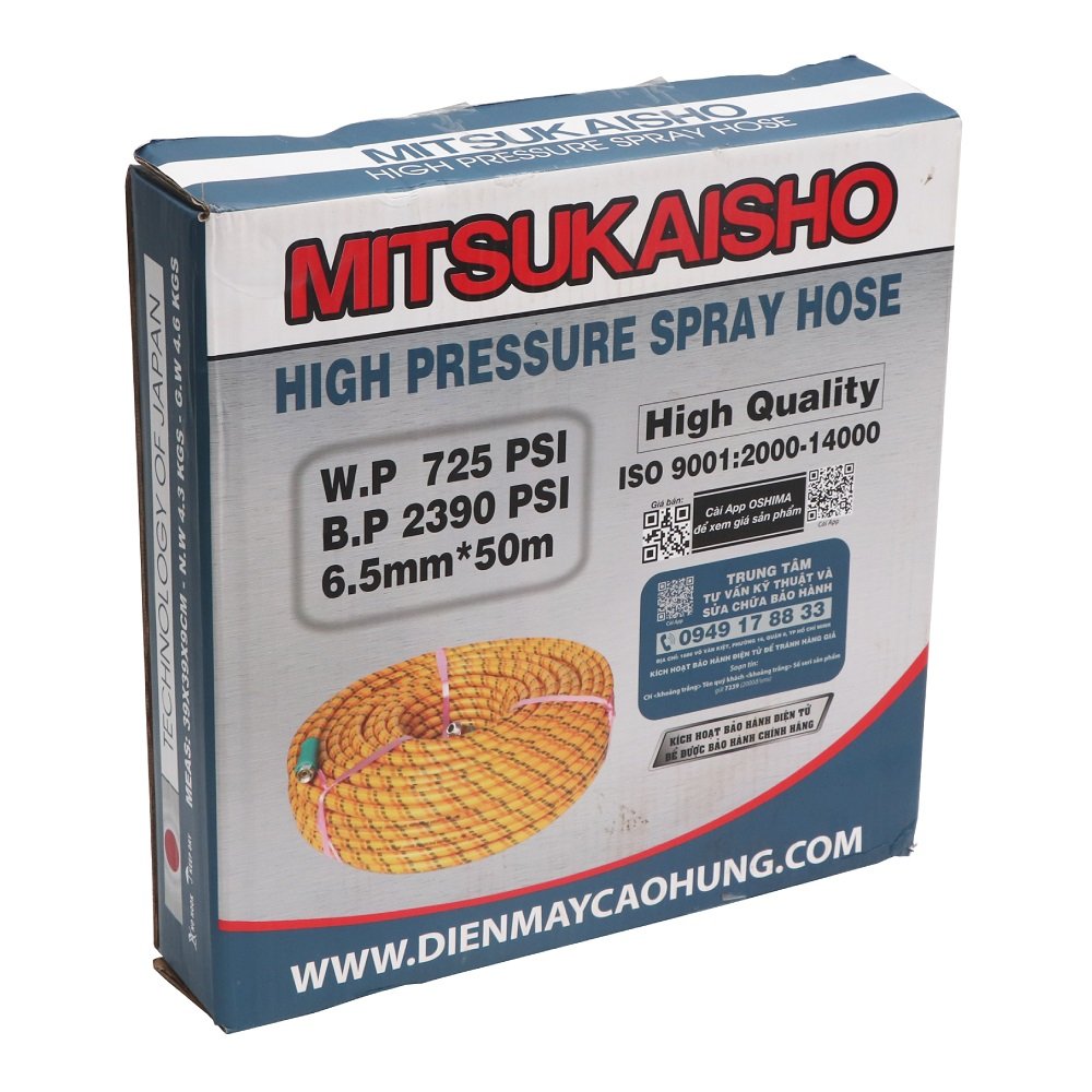 Dây hơi Mitsukaisho 6.5mm x 50m Vàng